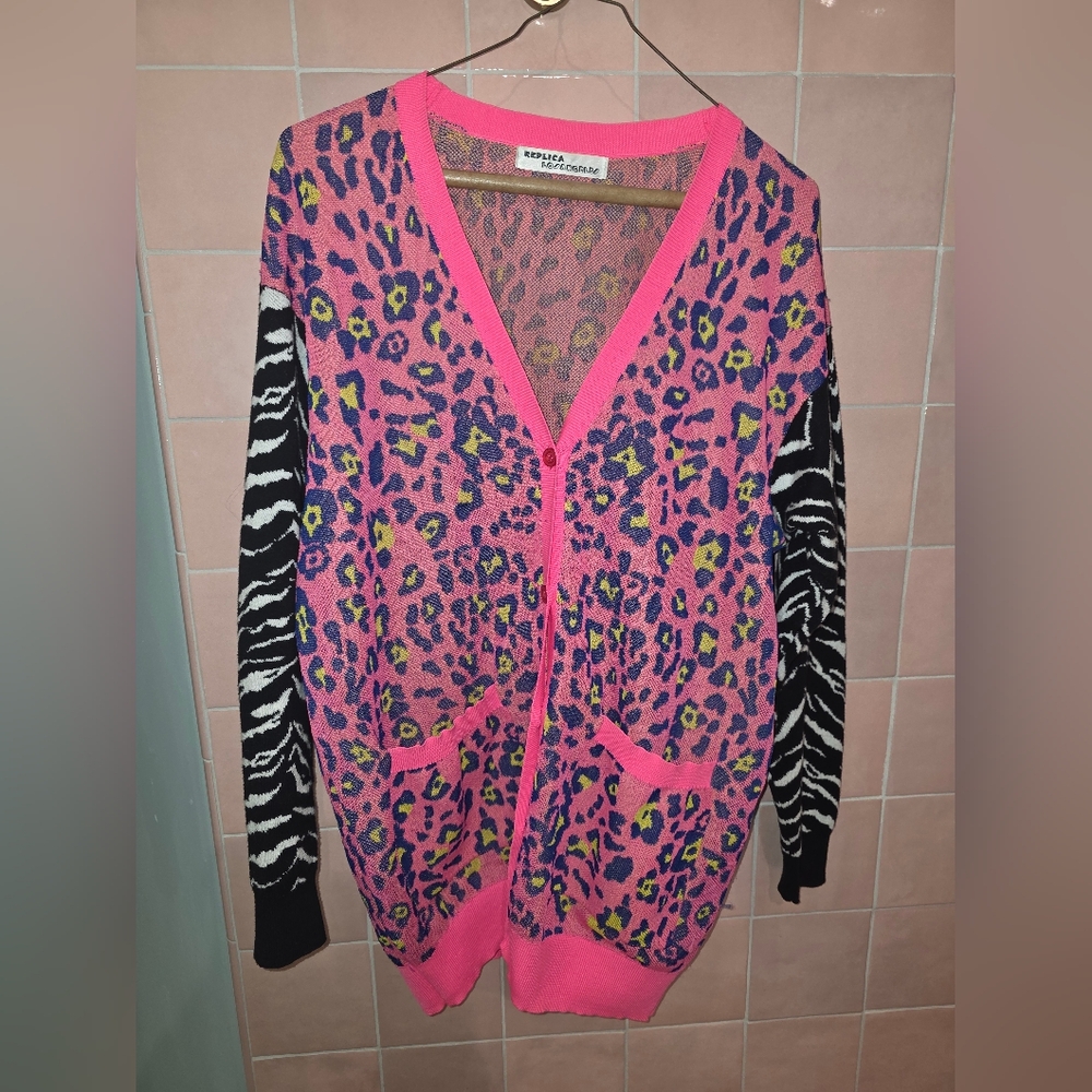 Replica Los Angeles Pink Leopard and Zebra Cardigan